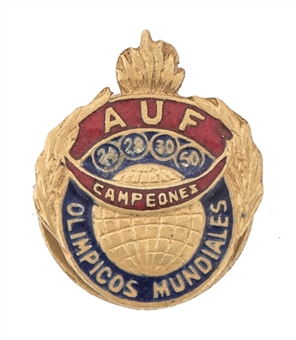 Uruguayan Football Association Quadruple World Champions Pin Presented To Andres Mazzali